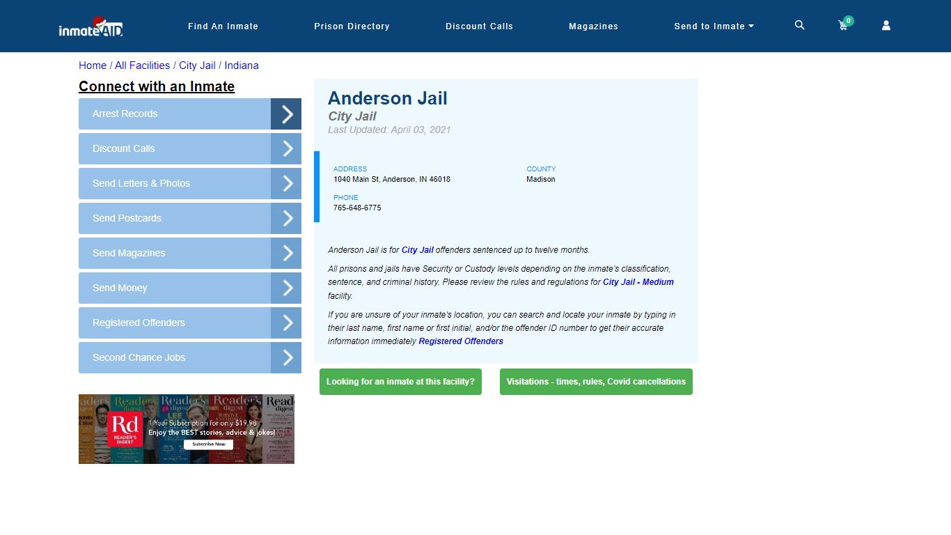Anderson Jail | Inmate Locator